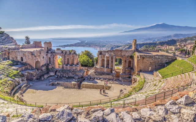 Ruinen des ehemal. griech. Theaters in Taormina