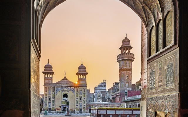Blick auf die Wazir Khan-Moschee, Lahore