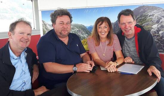 Die Geschäftsleitung von Ikarus Tours 2017: Rainer Schlegel, Nicolas Kitzki (GF), Cornelia Gatzke, Ralf Huber.