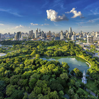 Sonnenuntergang Scence Bangkok Skyline Panorama 