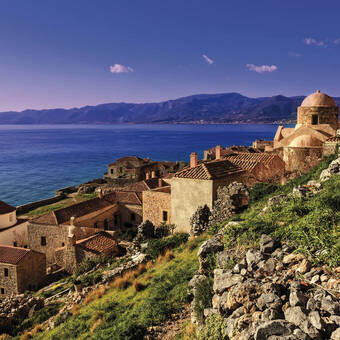 Blick auf Monemvasia, Peloponnes 
