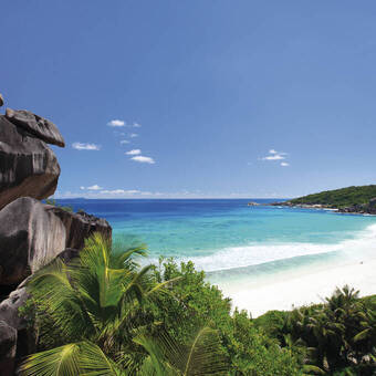 Strand "Grand Anse" auf Insel La Digue, Seychellen 
