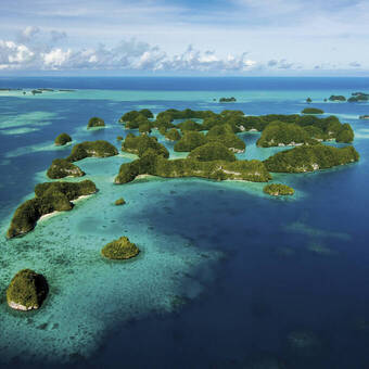 Blick auf die Inselwelt der Rock Islands, Palau 