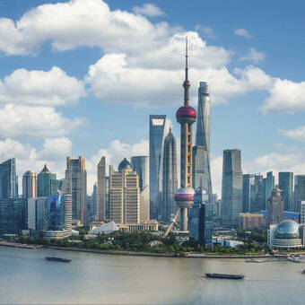 Blick auf das moderne Pudong, Shanghai 