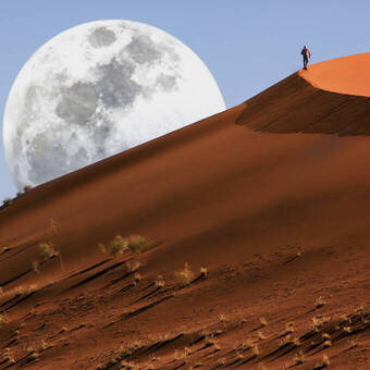 Namib-Dünen mit aufgehendem Mond 