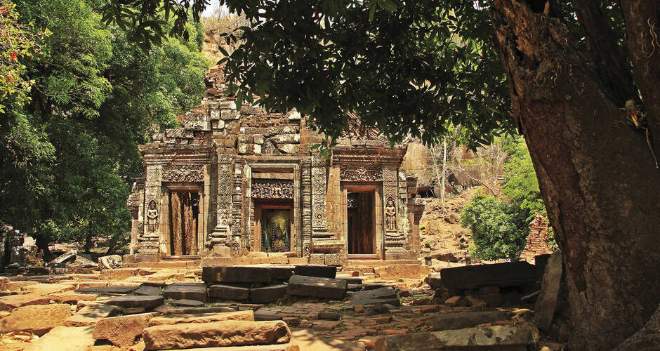 Am Heiligtum des Wat Phou in Süd-Laos 
