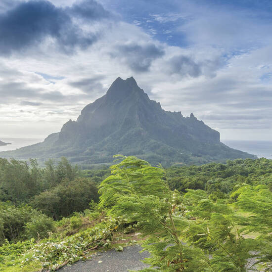 Blick auf die Cooks- und die Opunohu Bay, Moorea 