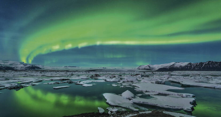 Spektakuläre Polarlichter, Jökulsárlón Lagune 