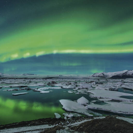 Spektakuläre Polarlichter, Jökulsárlón Lagune 
