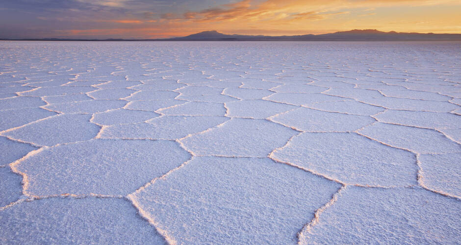 Sonnenuntergang am Salzsee "Salar de Uyuni" 