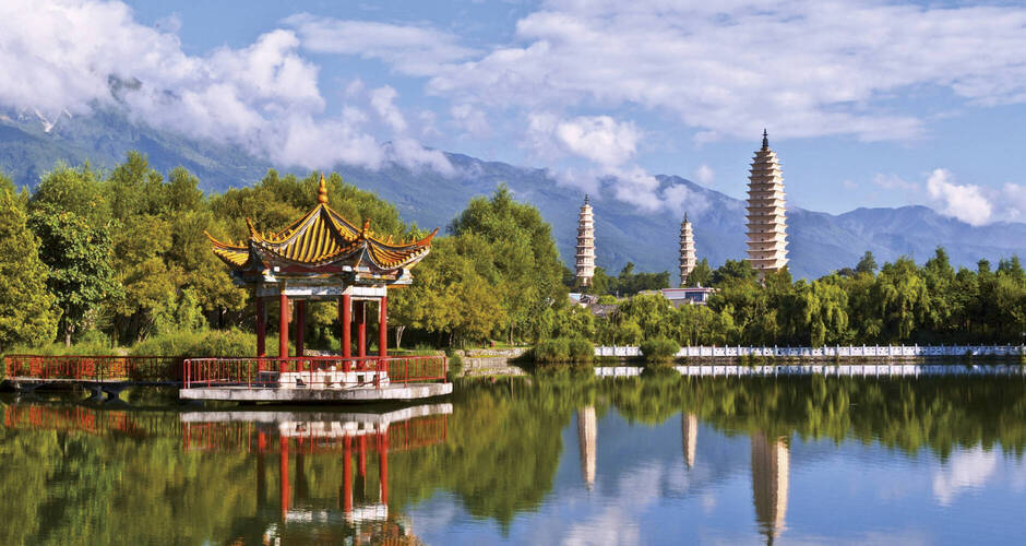 Die drei Pagoden des Chongsheng-Klosters bei Dali 