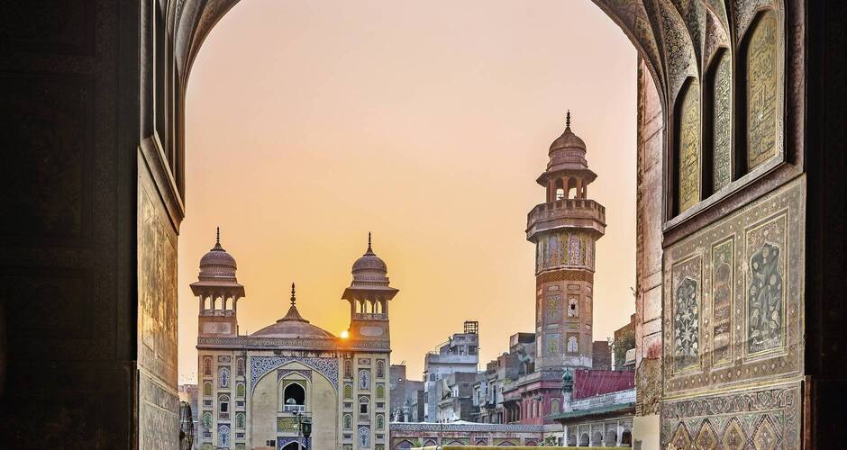 Blick auf die Wazir Khan-Moschee, Lahore 