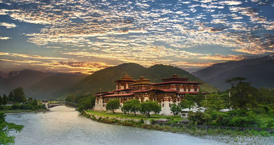 Ein herrlicher Abend in Punakha, Bhutan 