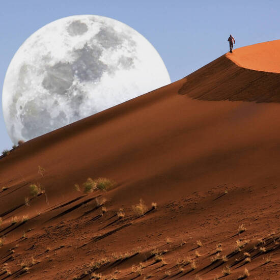 Namib-Dünen mit aufgehendem Mond 
