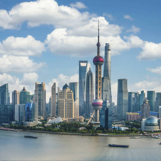 Blick auf das moderne Pudong, Shanghai 