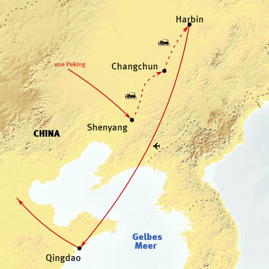Route Chinas Nordosten
